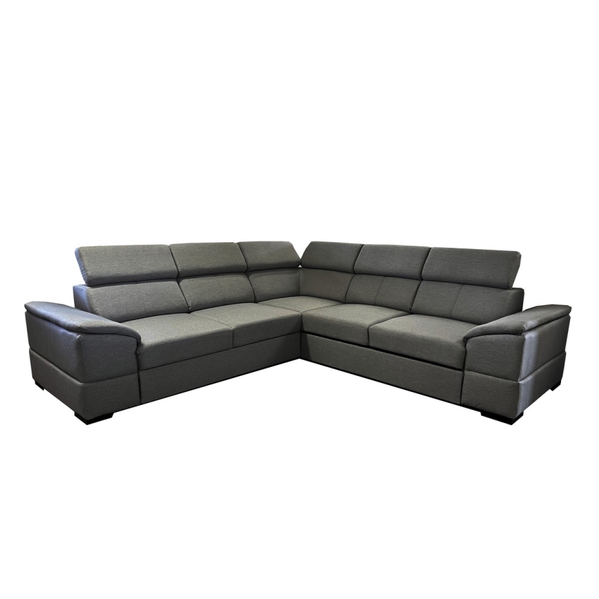 Univerzální rohová rozkládací sedací souprava s úložným prostorem GRANADA tmavě šedá