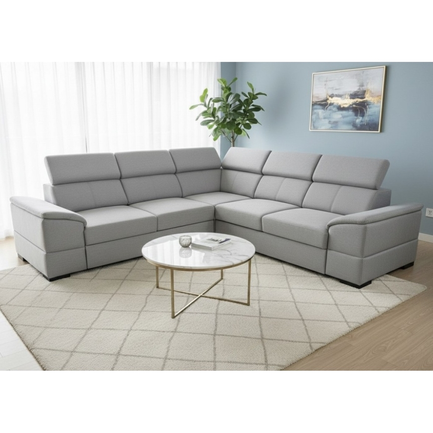 Univerzální rohová rozkládací sedací souprava s úložným prostorem GRANADA šedá