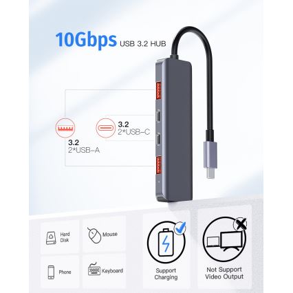 USB-C hub 5v1 Power Delivery 100W