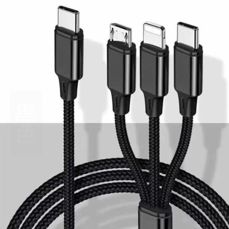 USB kabel Lightning / MicroUSB / USB-C 1m černá