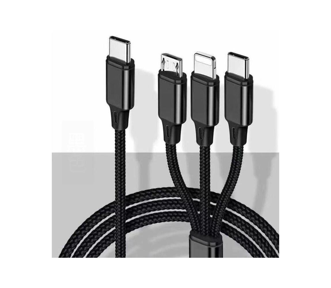 Platinet USB kabel Lightning / MicroUSB / USB-C 1m černá PL0431