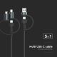 USB kabel USB-A/ USB Lightning  / MicroUSB / USB-C Power Delivery 60W 1,2m černá