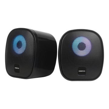 USB Reproduktory s RGB podsvícením 2x3W/5V černá
