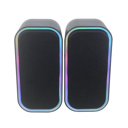 USB Reproduktory s RGB podsvícením 2x3W/5V černá