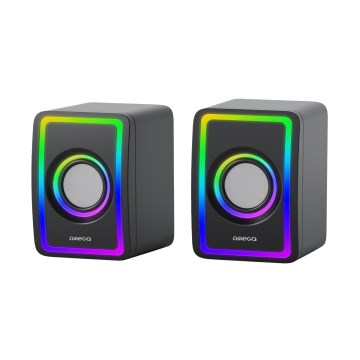 USB Reproduktory s RGB podsvícením 2x3W/5V černá