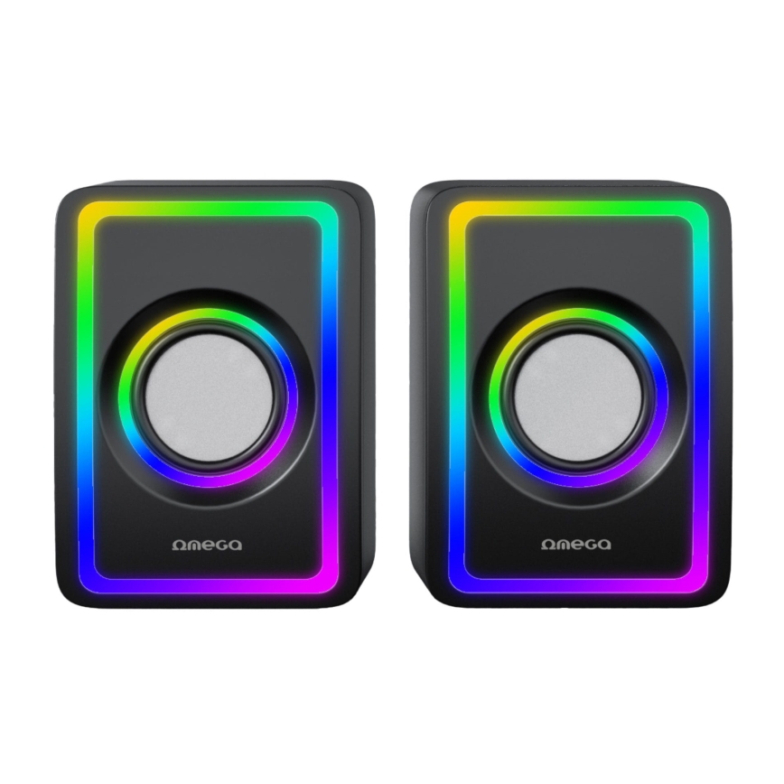 USB Reproduktory s RGB podsvícením 2x3W/5V černá