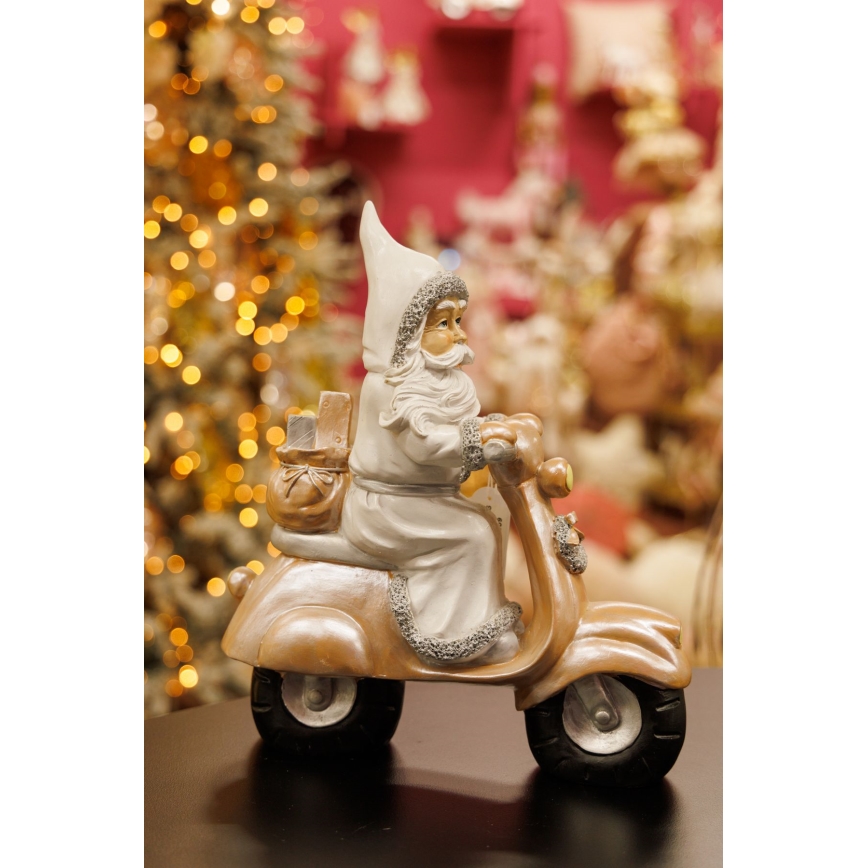 Vánoční dekorace 33 cm Santa s motocyklem