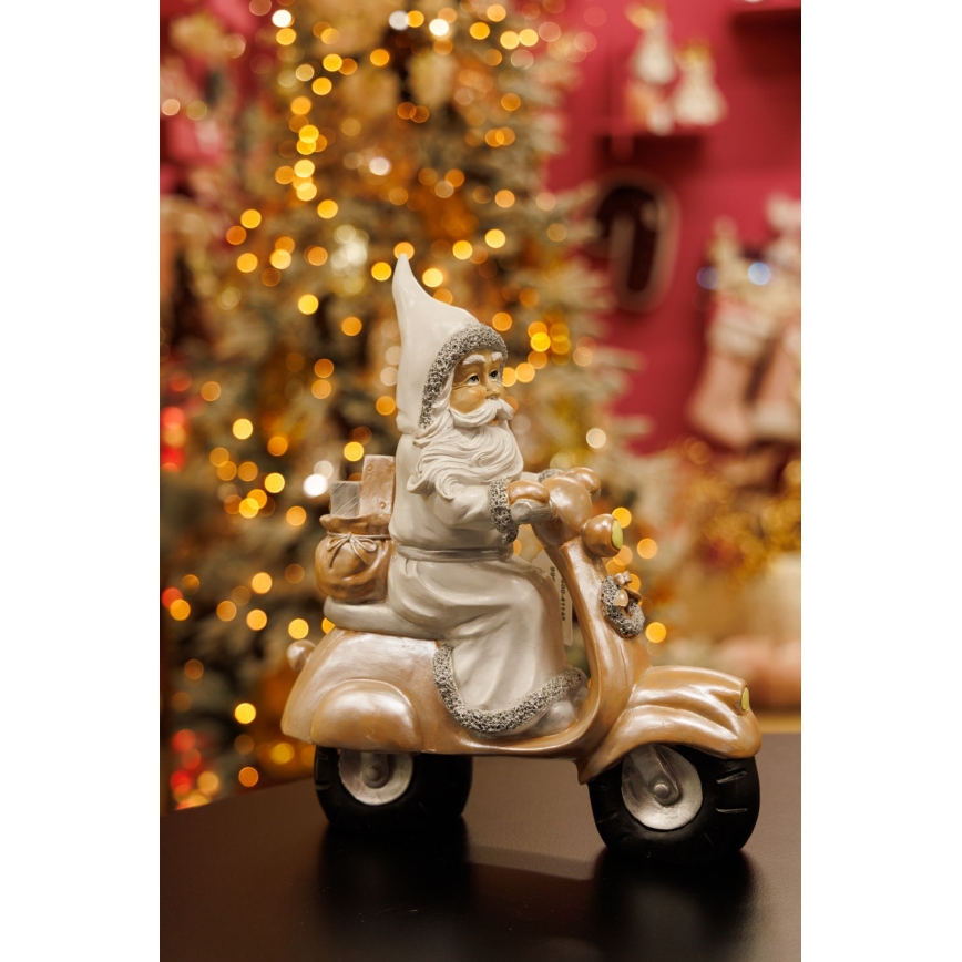 Vánoční dekorace 33 cm Santa s motocyklem