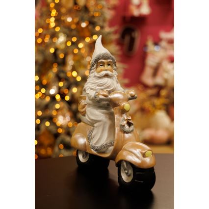 Vánoční dekorace 33 cm Santa s motocyklem