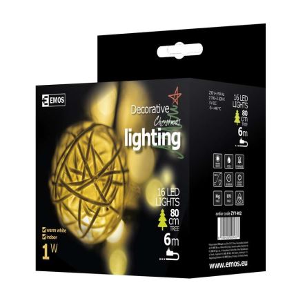 EMOS ZY1402 - Vánoční dekorace vnitřní IP20 Koule 3m 16xLED/1,2W/230V