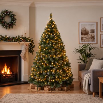 Vánoční stromek 220 cm borovice + LED venkovní řetěz 400xLED/8 funkcí 23m teplá bílá