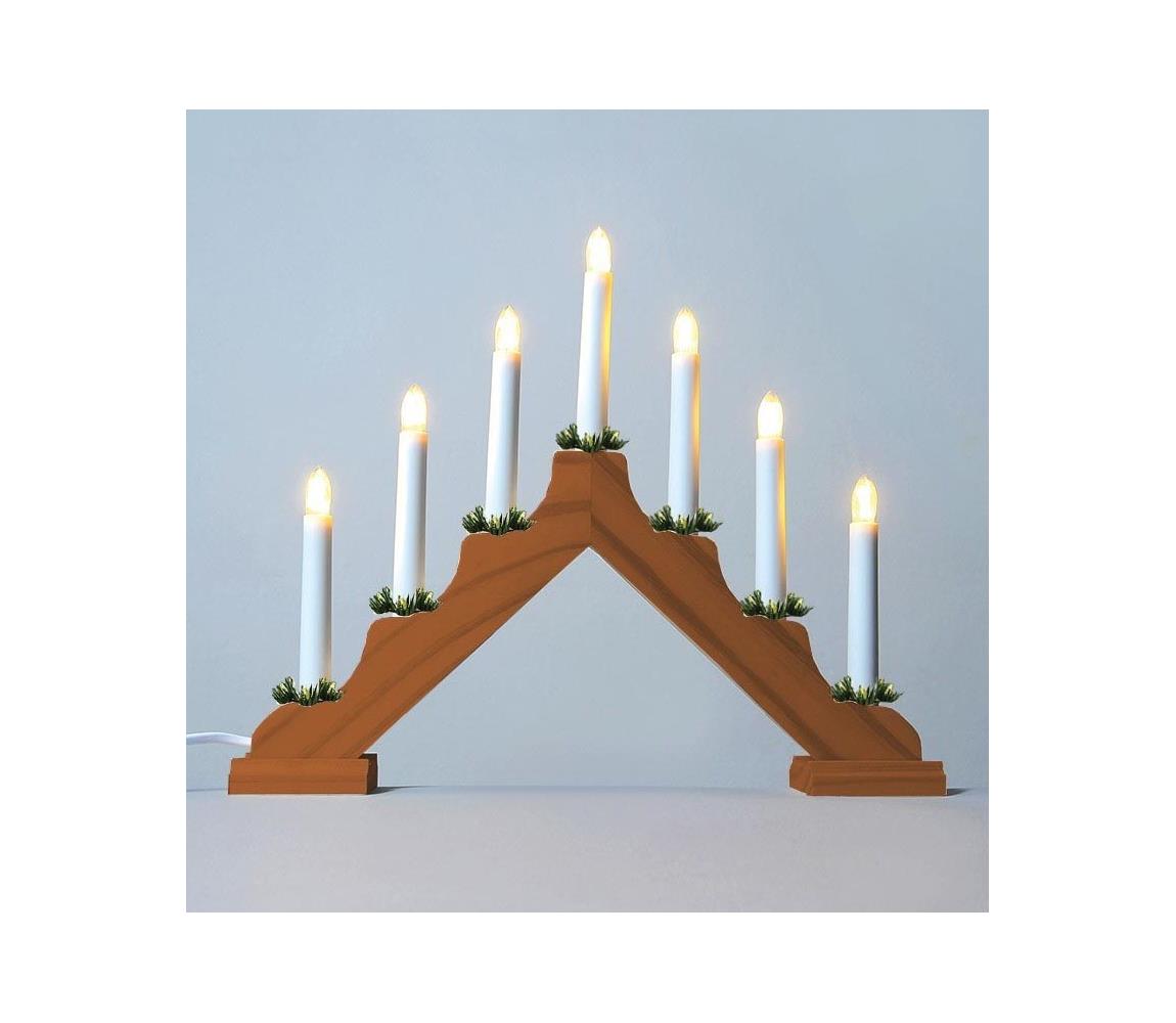 Exihand Adventní svícen tažená 2262-130.T dubový s taženou žárovkou LED FILAMENT, 7x34V/3W KONST