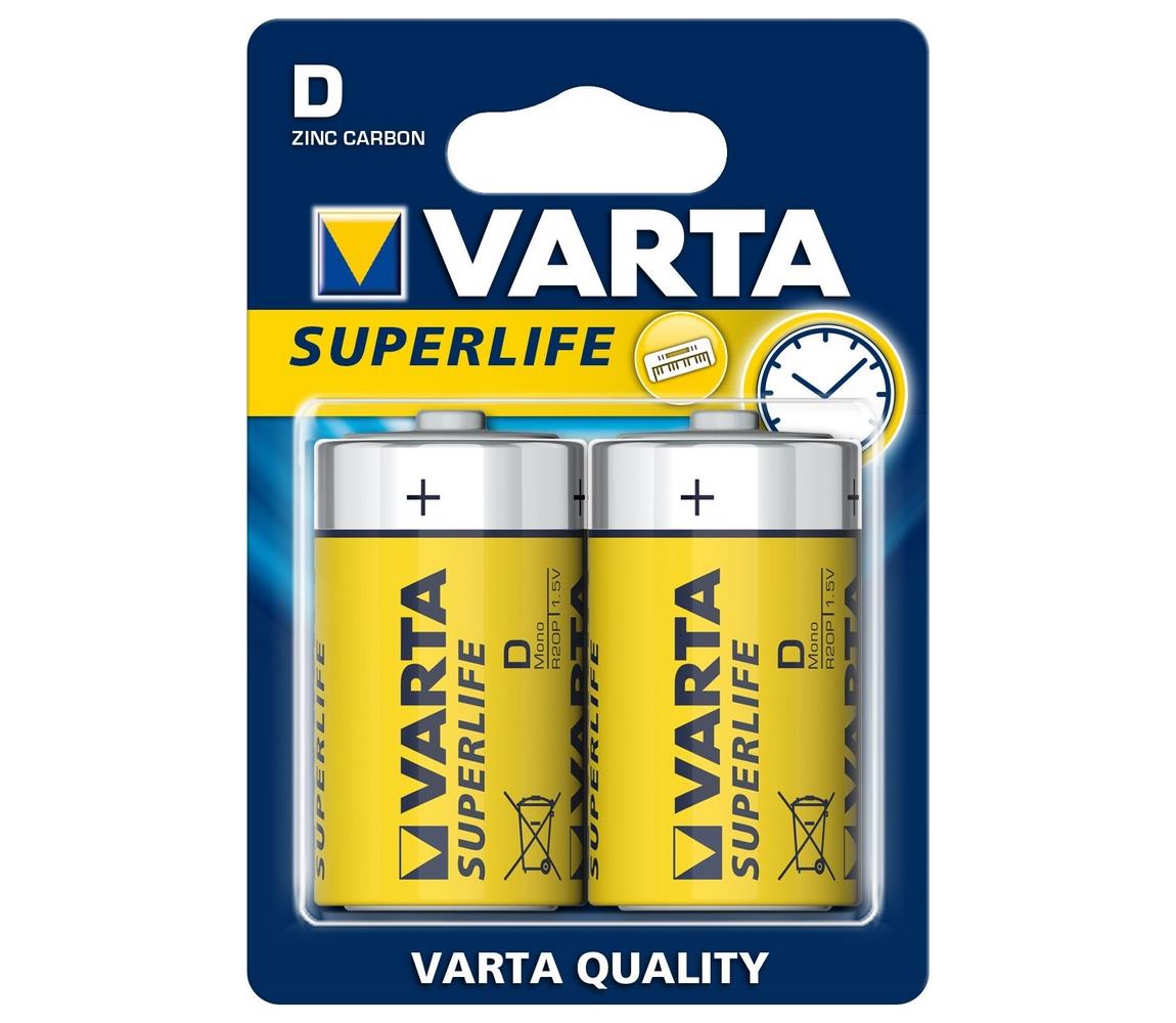VARTA Varta 2020 - 2 ks Zinkouhlíková baterie SUPERLIFE D 1,5V 