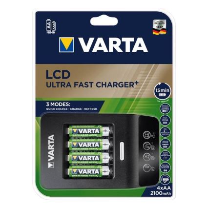 Varta 40084  - LCD Smart nabíječka ULTRA FAST+  4xNiMH AA 2100 mAh 230V