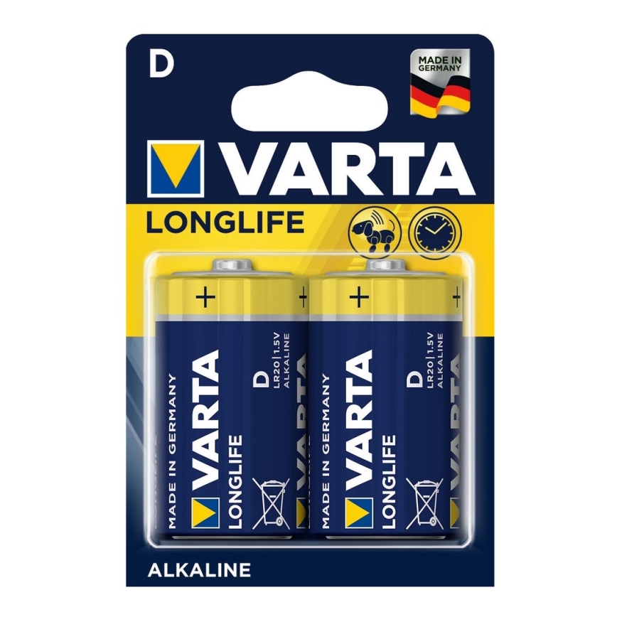 Varta 4120 - 2 ks Alkalická baterie LONGLIFE EXTRA D 1,5V