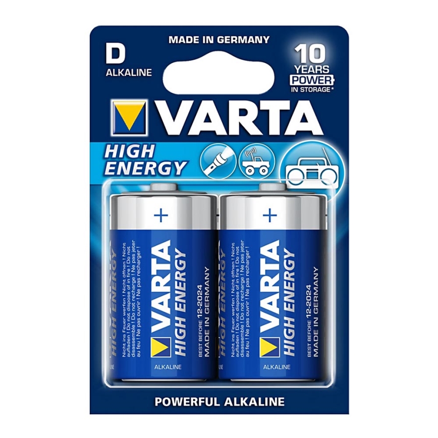 Varta 4920 - 2 ks Alkalická baterie HIGH ENERGY D 1,5V