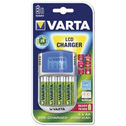 Varta 57070 - Nabíječka baterií LCD 4xAA/AAA 2400mAh 100-240V/12V/5V