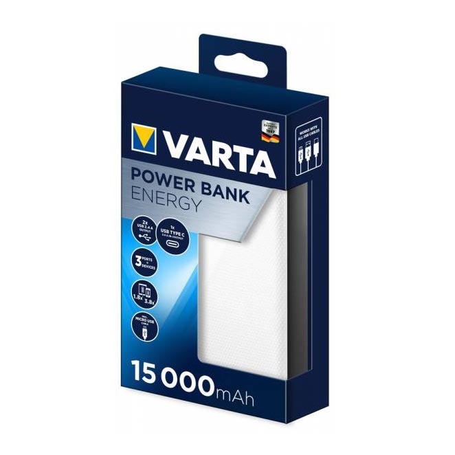 Varta 57977101111 - Power Bank ENERGY 15000mAh/2x2,4V bílá