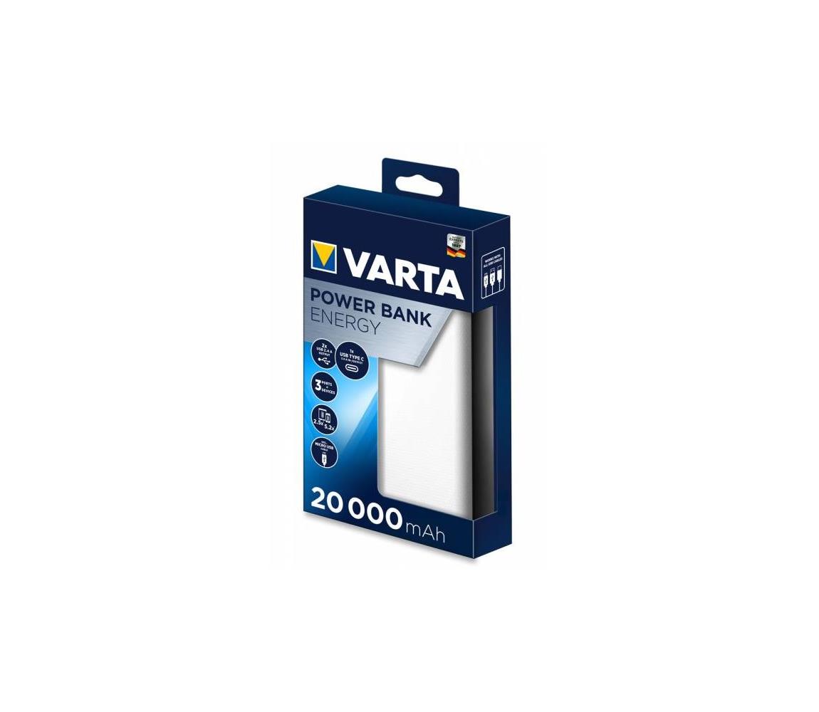 VARTA Varta 57978101111 - Power Bank ENERGY 20000mAh/2x2,4V bílá VA0164