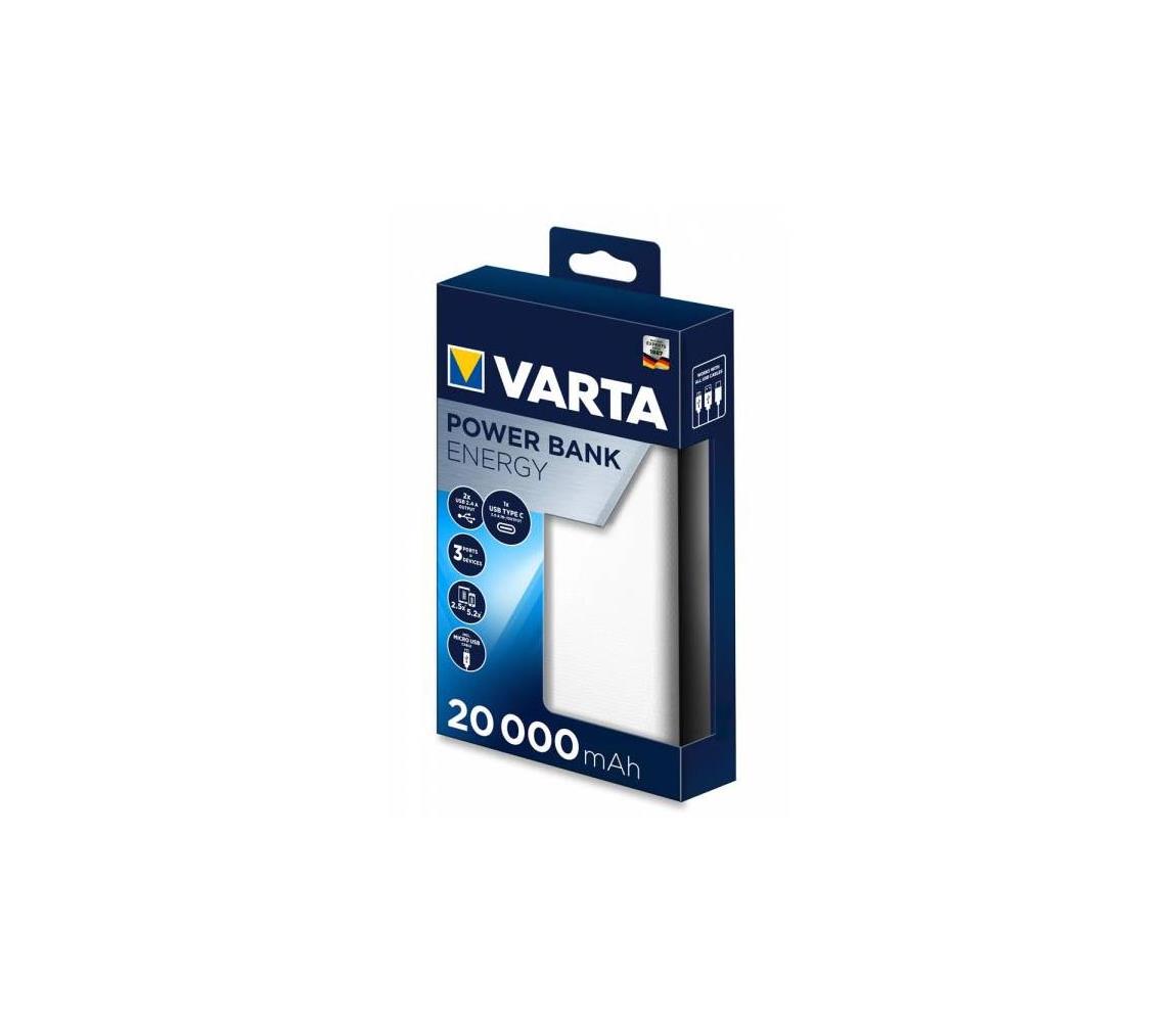 VARTA Varta 57978101111 - Power Bank ENERGY 20000mAh/2x2,4V bílá VA0164