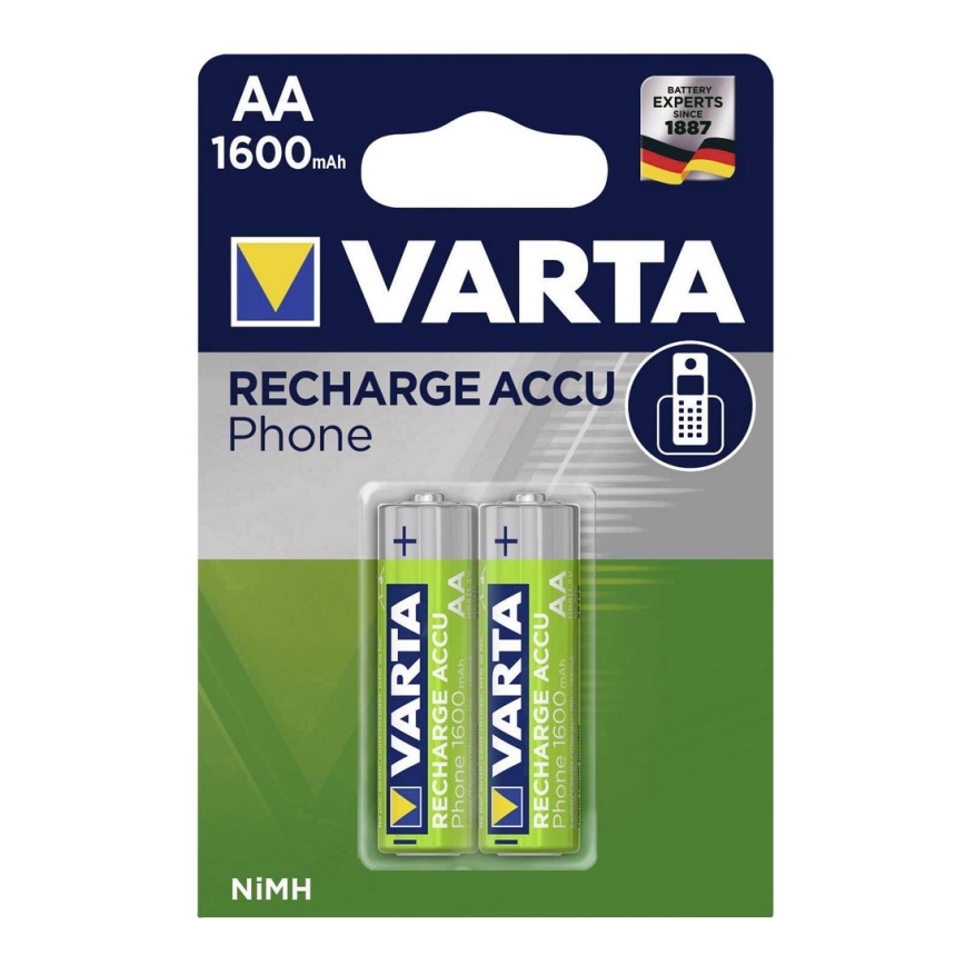 Varta 58399 - 2 ks Nabíjecí baterie PHONE ACCU AA NiMH/1600mAh/1,2V