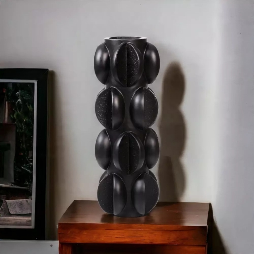 Váza 37x15 cm pryskyřice/matná černá