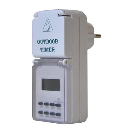 Venkovní časový spínač digitální týdenní 16A/230V IP44 200 mAh