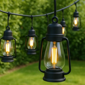 Venkovní dekorační řetěz GIRLANDA 10xLED 10m IP44 teplá bílá