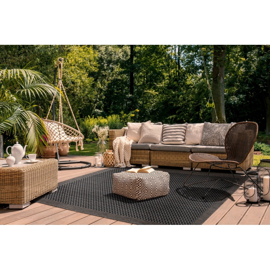 Venkovní koberec EXPRESS NEW OUTDOOR 160x220 cm antracit/hnědá