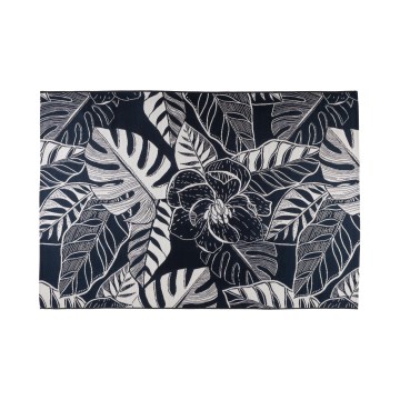 Venkovní koberec JUNGLE 160x220 cm černá/bílá/listový vzor
