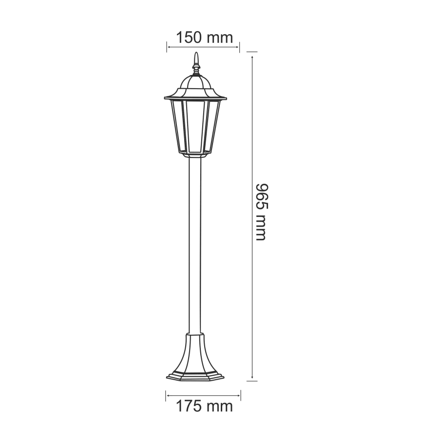 Venkovní lampa 1xE27/20W/230V IP43 96,5 cm černá
