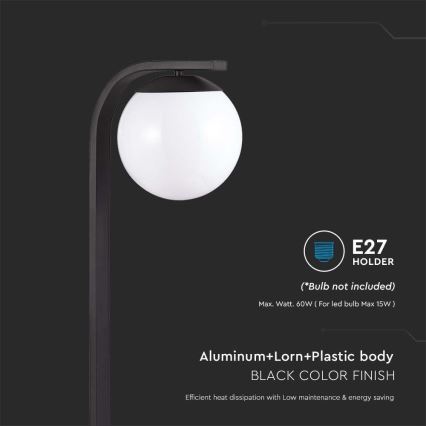 Venkovní  lampa 1xE27/60W/230V IP44 černá