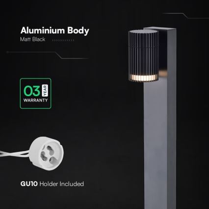 Venkovní lampa 1xGU10/10W/230V IP44 80 cm černá