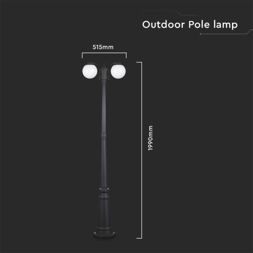 Venkovní lampa 2xE27/60W/230V IP44 199 cm černá