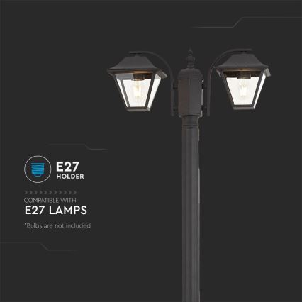 Venkovní lampa 2xE27/60W/230V IP44 232 cm černá