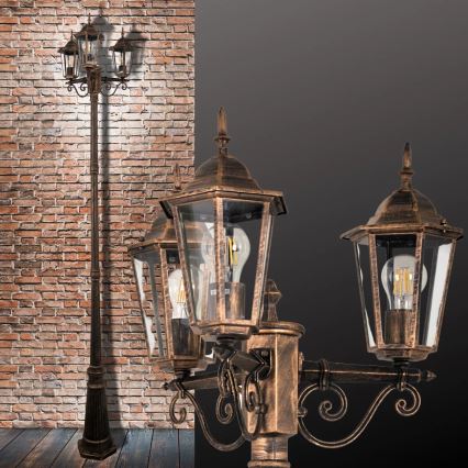 Venkovní lampa 3xE27/20W/230V IP43 2,58 m patina