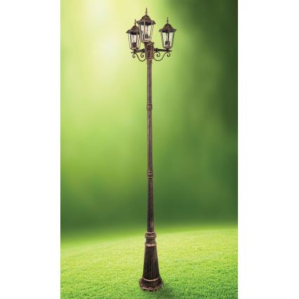 Venkovní lampa 3xE27/20W/230V IP43 2,58 m patina