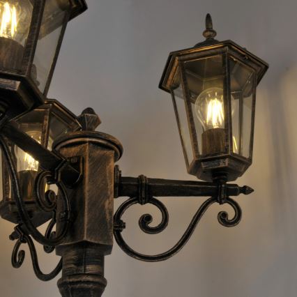 Venkovní lampa 3xE27/20W/230V IP43 2,58 m patina