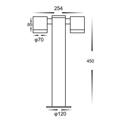 Venkovní lampa KETTO 2xGU10/60W/230V IP44 černá