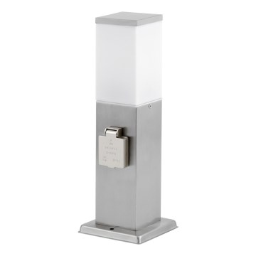 Venkovní lampa se 2 zásuvkami SCHUKO 1xE27/20W/230V matný chrom IP44