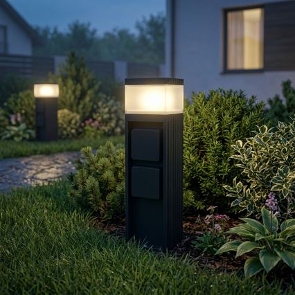 Venkovní lampa se 2 zásuvkami VESPER 1xG9/5W/230V IP44 30 cm černá