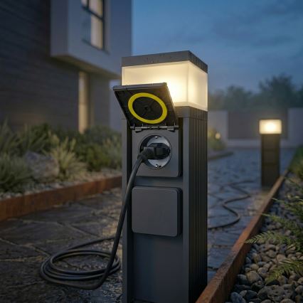Venkovní lampa se 2 zásuvkami VESPER 1xG9/5W/230V IP44 30 cm černá