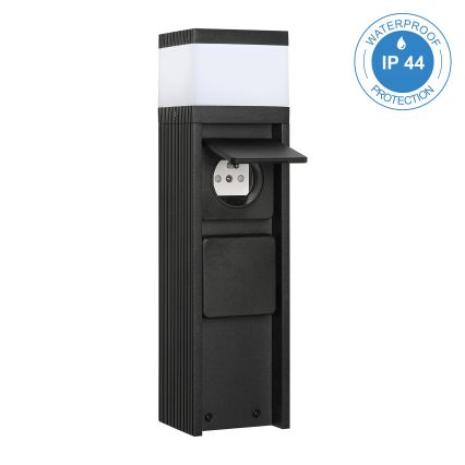 Venkovní lampa se 2 zásuvkami VESPER 1xG9/5W/230V IP44 30 cm černá