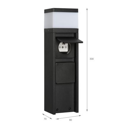 Venkovní lampa se 2 zásuvkami VESPER 1xG9/5W/230V IP44 30 cm černá