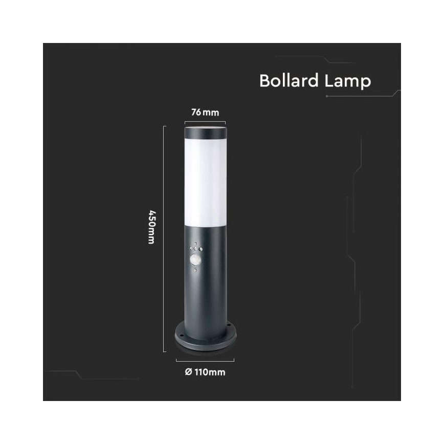 Venkovní lampa se senzorem 1xE27/60W/230V IP44 45cm antracit