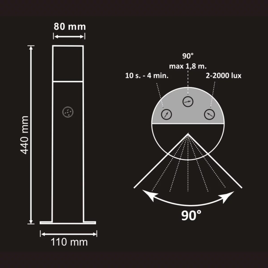 Venkovní lampa se senzorem DALLAS 1xE27/12W/230V IP44
