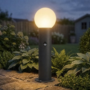 Venkovní lampa se senzorem pohybu a soumraku STONO 1xE27/15W/230V 50 cm IP65 antracit