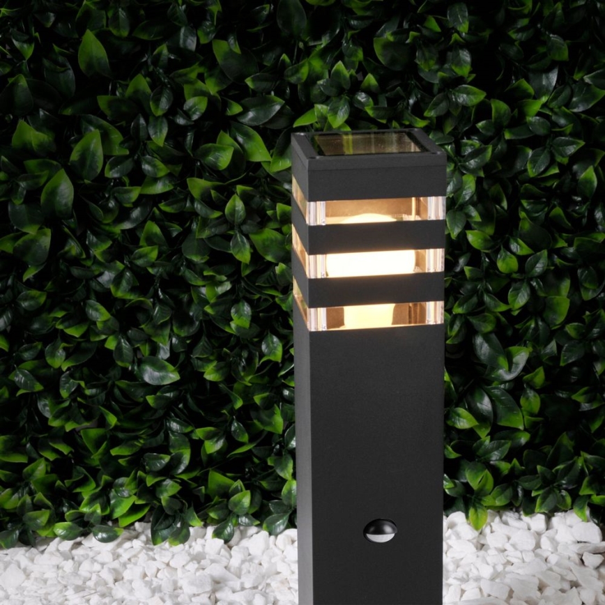 Venkovní lampa se senzorem TEKSAS 1xE27/12W/230V IP44 44 cm antracit