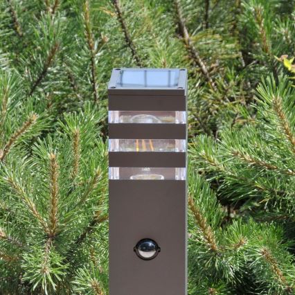 Venkovní lampa se senzorem TEKSAS 1xE27/12W/230V IP44 74 cm antracit