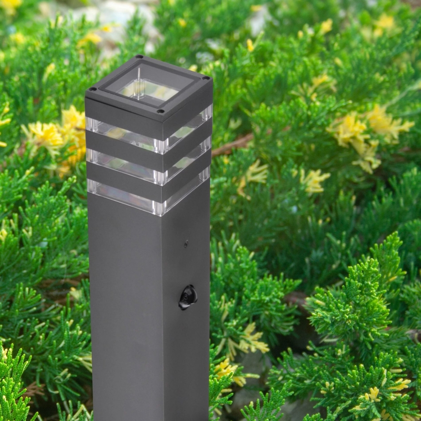 Venkovní lampa se senzorem TEKSAS 1xE27/12W/230V IP44 74 cm antracit